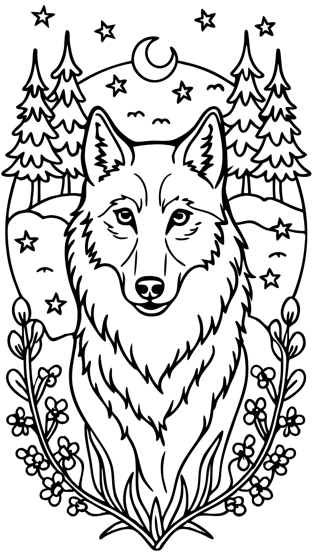 coloriages de loup adulte